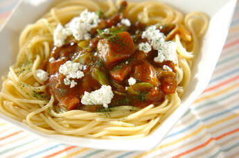 キャベツのカレーパスタ