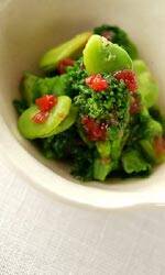 菜の花とそら豆の梅肉和え