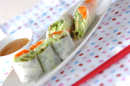 アボカドとサーモンの生春巻き
