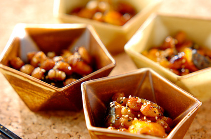 血行促進☆カボチャと大豆の甘辛炒め