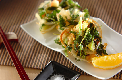 イカとリンゴのかき揚げ