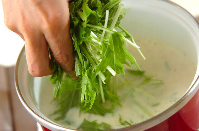水菜の豆乳汁の作り方の手順3