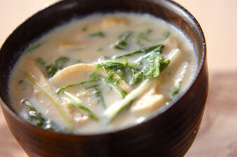水菜の豆乳汁
