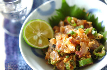 アジのなめろう・日本酒