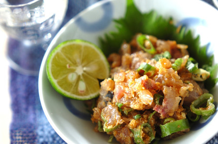 アジのなめろう・日本酒
