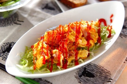 揚げポテトのクリーミー卵炒め