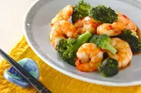ブロッコリーとエビの中華炒め
