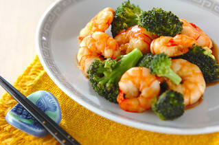 ブロッコリーとエビの中華炒め