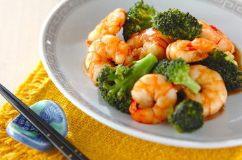ブロッコリーとエビの中華炒め