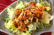 ネギソースがけ揚げサバ