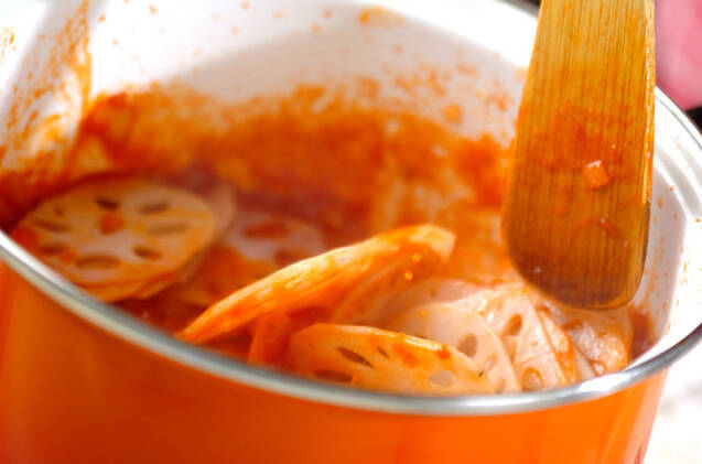 レンコンのアラビアータの作り方の手順3