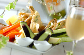 1本アナゴの大葉ベニエ&フレッシュ野菜