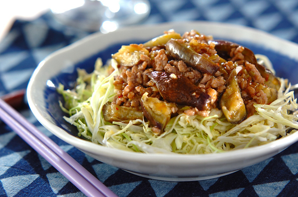 春キャベツのナスあんかけ