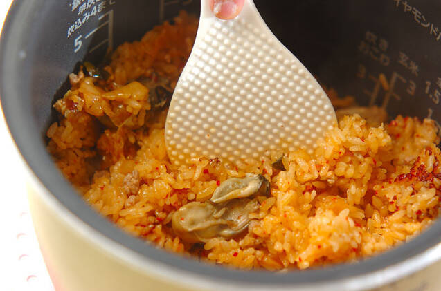 たっぷりカキ入り炊き込みご飯の作り方の手順6