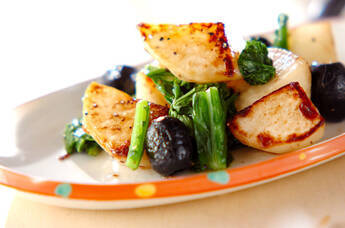 カブと長芋のアンチョビ炒め