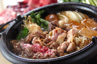 牛肉と鶏肉のすき焼き