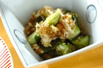 キュウリのネギザーサイ和え