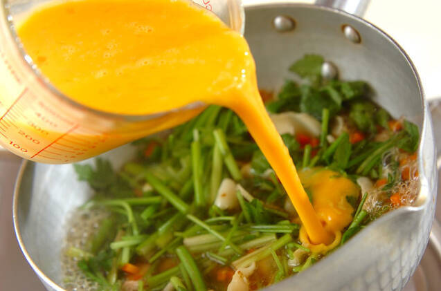 鶏肉とユリネの卵とじの作り方の手順7