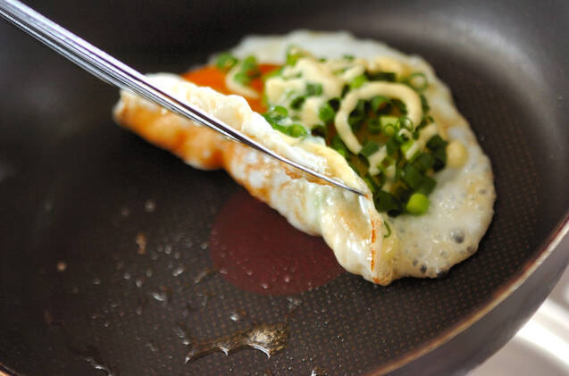 卵のネギマヨはさみ焼きの作り方の手順2