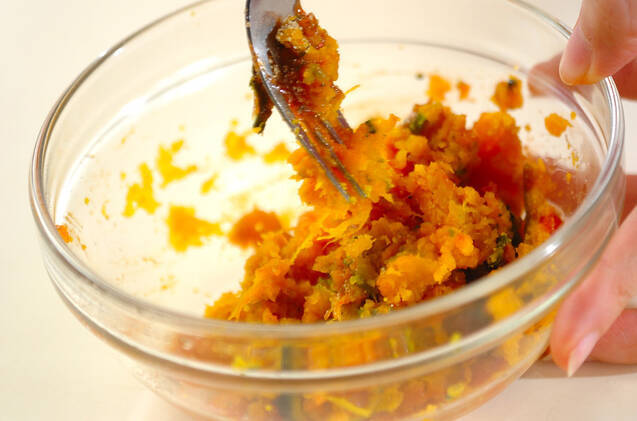 カボチャのケチャップサラダの作り方の手順1