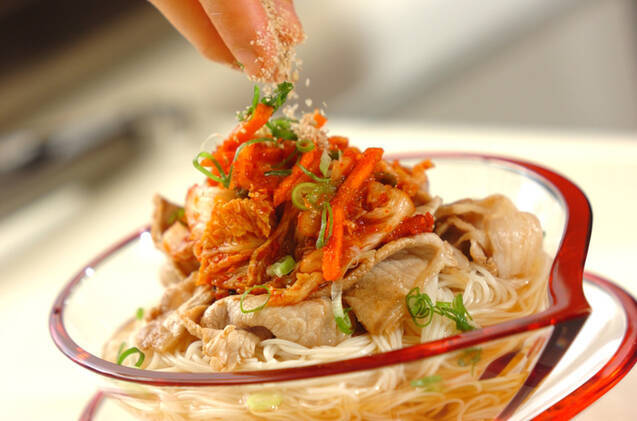 豚しゃぶキムチ素麺の作り方の手順4