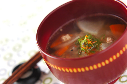 そぼろで作るすまし風豚汁