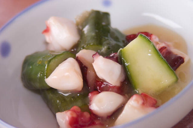 キュウリとタコの炒め酢