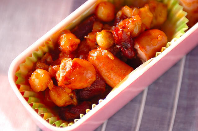 ソーセージと豆のチリ炒め