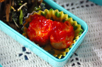 揚げエビシューマイケチャップ炒め