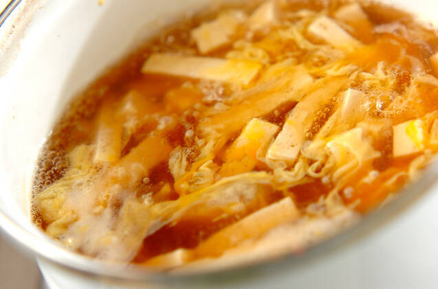 豆腐のかき卵汁の作り方の手順5