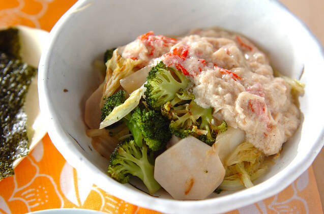 蒸し焼き野菜のカニあんかけ