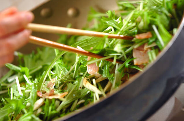 ゴボウと水菜のカレー炒めの作り方の手順4