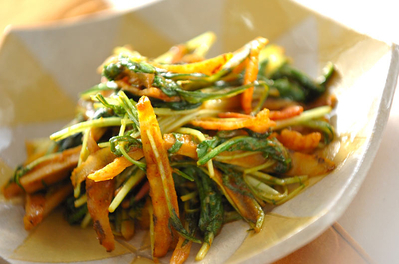ゴボウと水菜のカレー炒め 副菜 レシピ 作り方 E レシピ 料理のプロが作る簡単レシピ