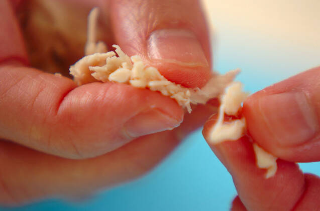 ささ身と温泉卵の佃煮茶漬けの作り方の手順1