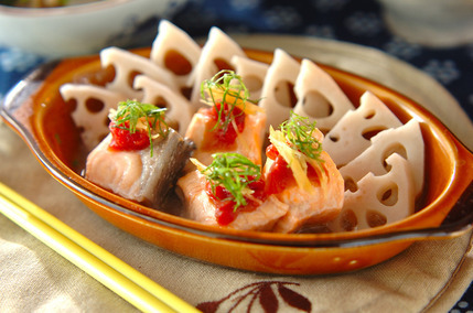 鮭とレンコンの和風蒸し