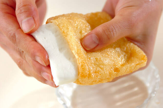 ハンペン入り油揚げの作り方の手順2