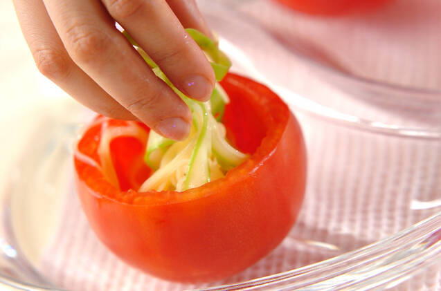 トマトカップの冷製パスタの作り方の手順4