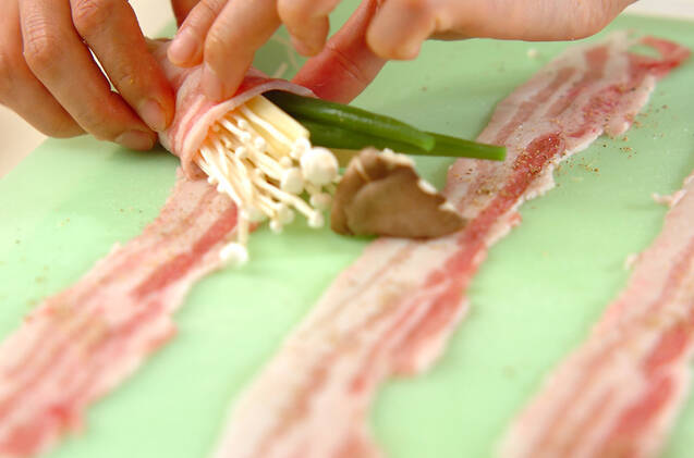 キノコの豚肉巻きの作り方の手順5