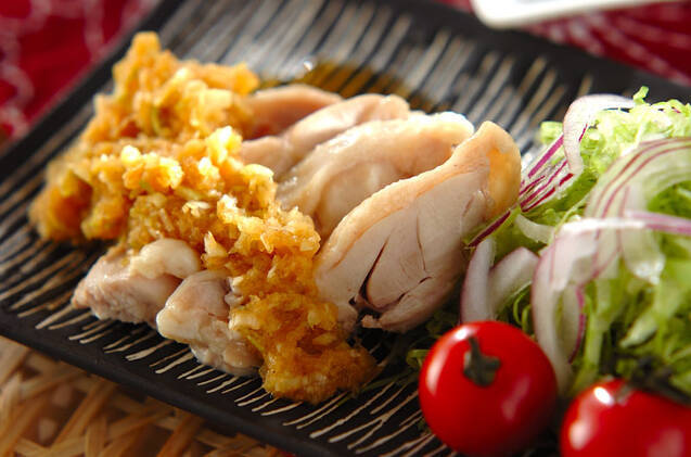 ゆで鶏のネギダレがけ