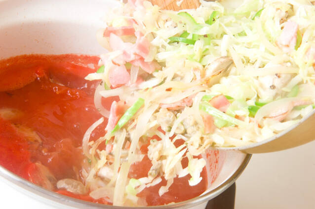 野菜たくさんスープパスタの作り方の手順4