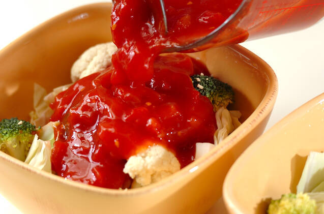 キャベツのトマトチーズスープの作り方の手順2