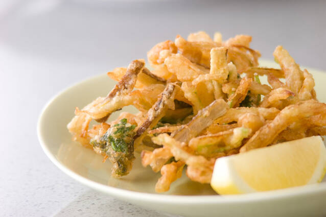 ミツバと大豆のかき揚げ