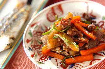 牛肉入り板コンのきんぴら