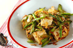 アスパラと桜エビのチャンプルー