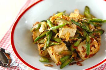 アスパラと桜エビのチャンプルー