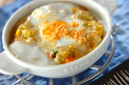 半熟卵の焼きポテト