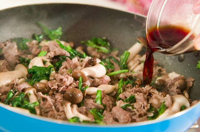 菊菜と牛肉のゴマ炒めの作り方の手順3