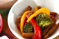 ゴボウとパプリカバルサミコ炒め