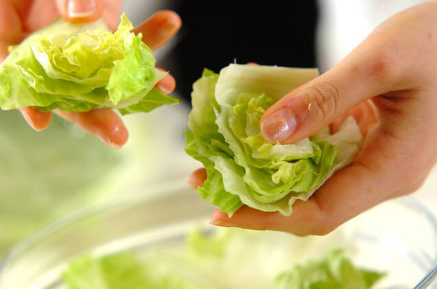 レタスと桜エビのワサビ和えの作り方の手順1