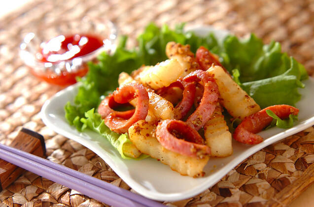 ポテトとソーセージのマスタード炒め